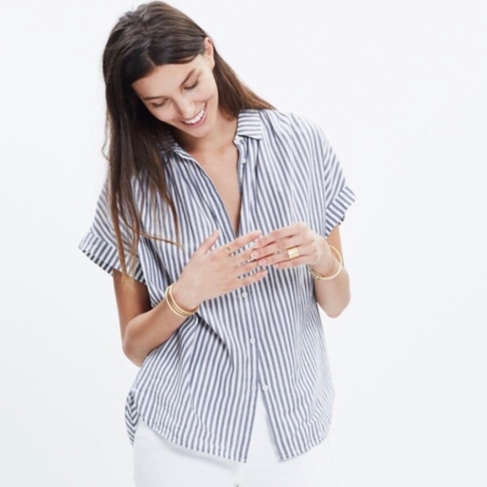 Madewell Central Shirt in Chambray Stripe - Small